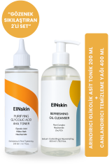 CANLANDIRICI CİLT TEMİZLEME YAĞI 400 ML +ARINDIRICI AHA GLİKOLİK ASİT TONİK 200 ML - İKİLİ SET